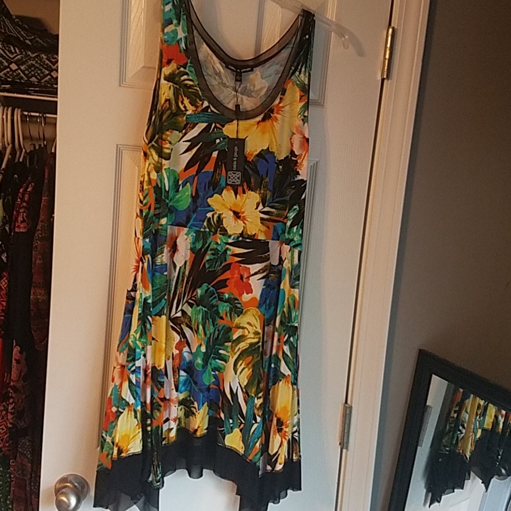 Cable & Gauge tropical floral print dress